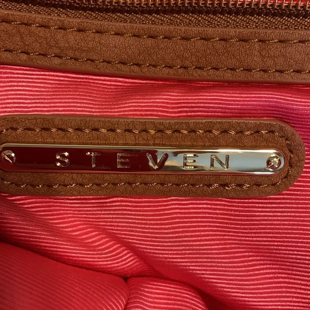 Steven by Steve Madden multicolor large tote canvas like material/straw pompoms